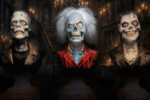 Ghost Bust Trio animated Halloween prop with three talking busts for haunted attractions and home haunts