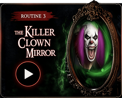 Killer Clown Mirror haunted mirror routine video preview thumbnail