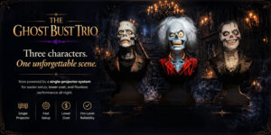 Ghost Bust Trio animated Halloween prop with three talking busts for haunted attractions and home haunts